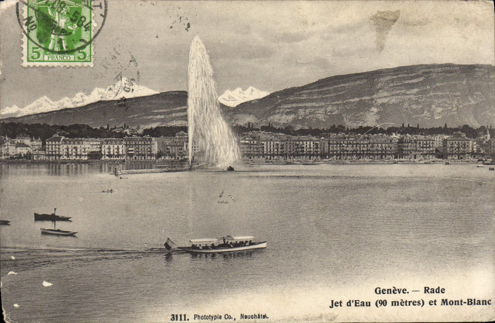 CPA Geneve Rade Jet d'Eau et Mont Blanc