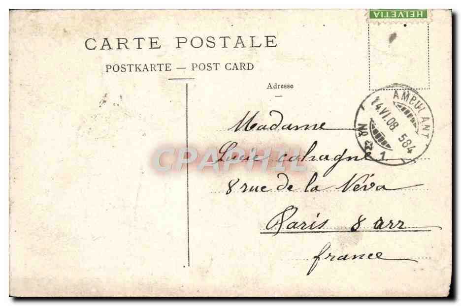 CPA Geneve Rade Jet d'Eau et Mont Blanc — Rückseite