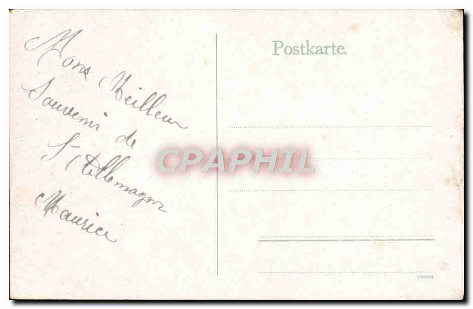 CPA Darmstadt Rheinstrasse mir Ladwigssaule — Rückseite