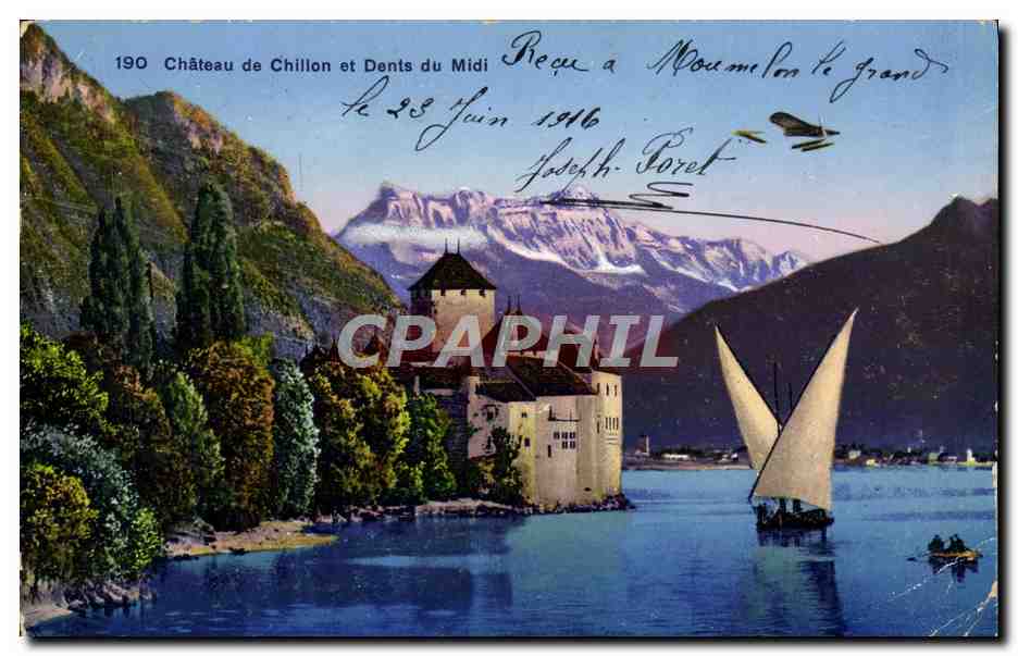 CPA Chateau de Chillon et Dents du Midi Bateau