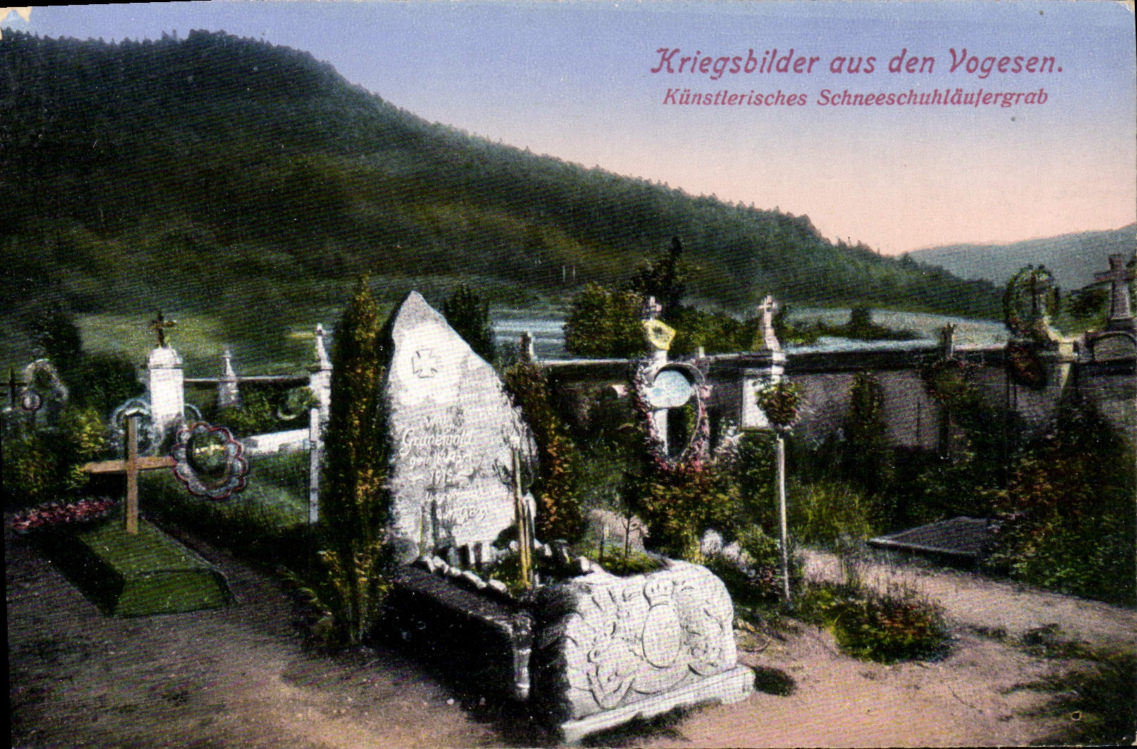 CPA Kriegsbilder aus den Vogesen Kunstlerisches Schneeschuhldufergrab