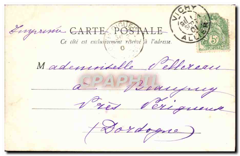 CPA Vichy L'Orangerie — Rückseite