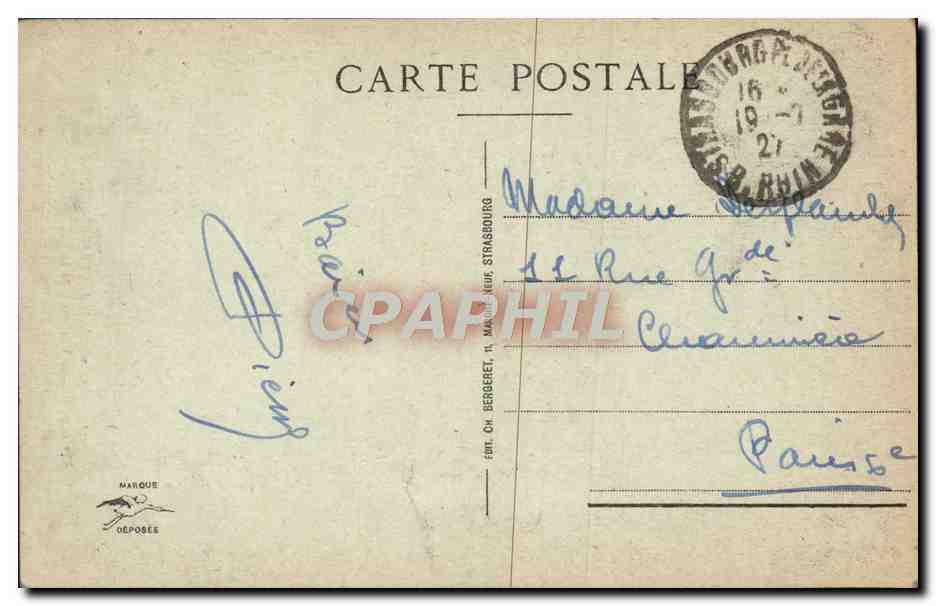 CPA Strasbourg La Chaire et la Grande Nef vues de la chapelle Saint Martin  — Verso