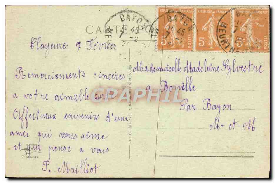 CPA Strasbourg Le Theatre — Verso
