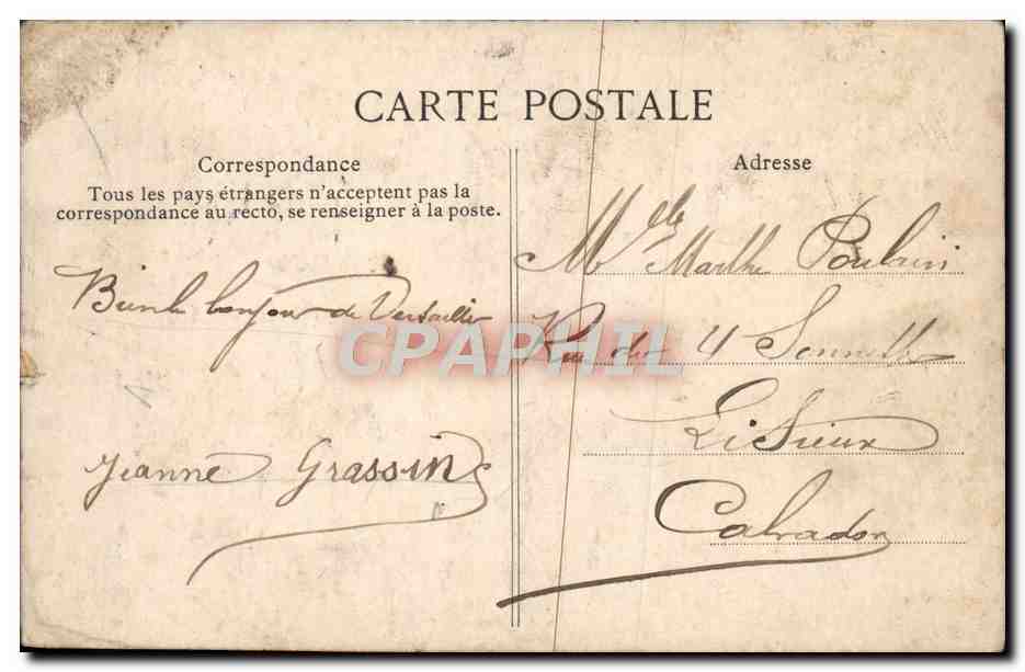 CPA Versailles Grandes Eaux Bassin de Neptune — Verso