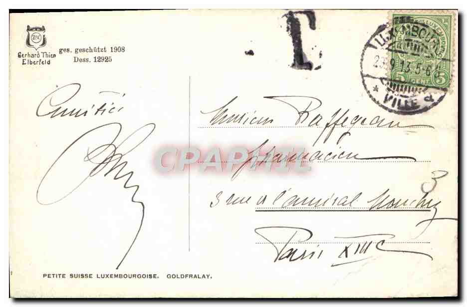 CPA Petite suisse Luxembourgoise Goldfralay — Rückseite