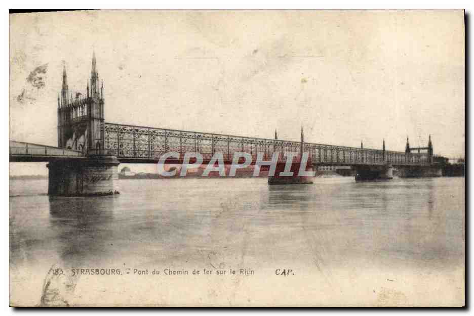 CPA Strassburg Pont du Chemin de fer sur le Rhin
