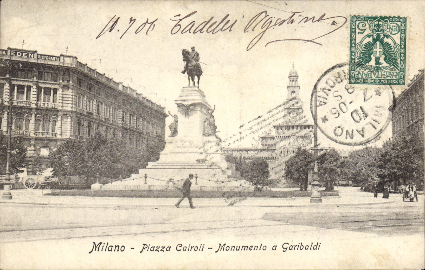 CPA Milano Piazza Cairoli Monumento a Garibaldi