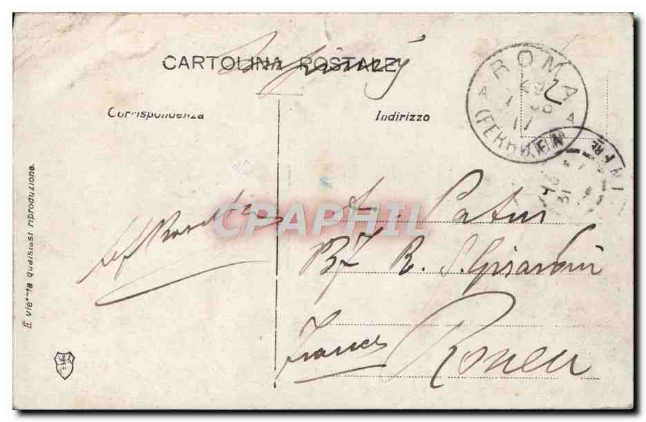 CPA Saluti Roma Palatino Piazzale Oiseau — Rückseite