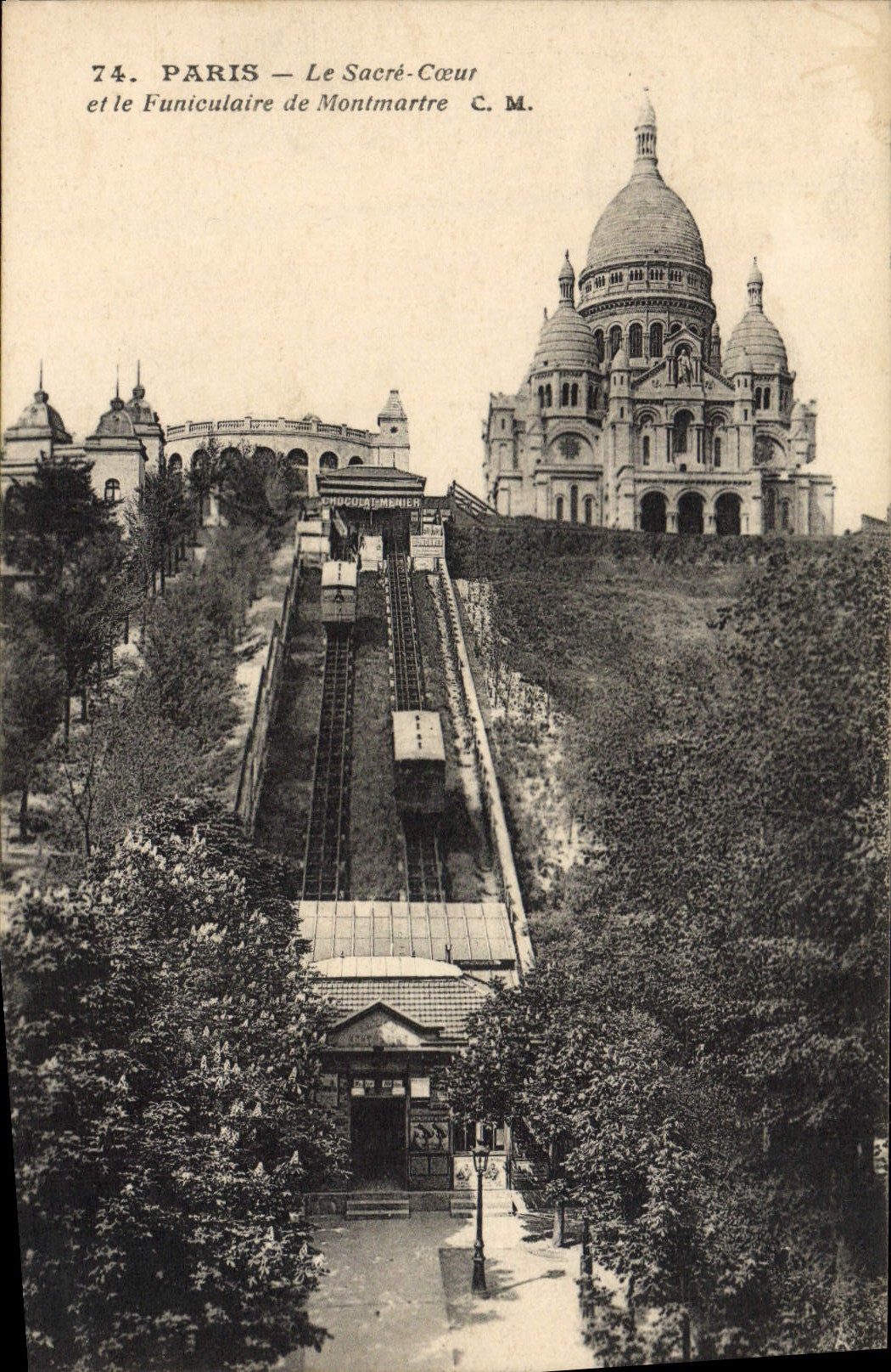 CPA Paris Le Sacre Coeur et le Funiculaire de Montmartre