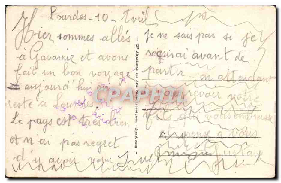 CPA Souvenir de Lourdes — Verso