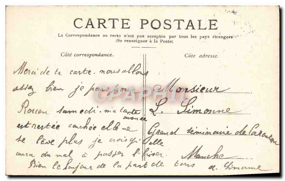 CPA Lourdes La Basilique vur prise du gave — Verso