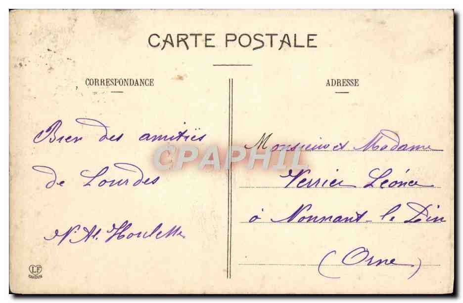 CPA Lourdes Vue Des Villas Le Gave et le fort  — Verso