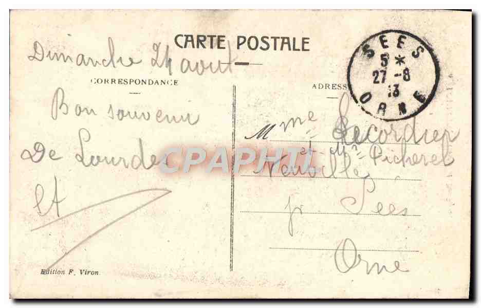 CPA Lourdes Grotte et Basilique — Verso
