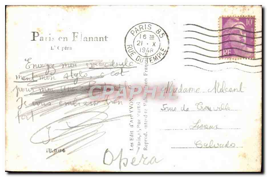 CPM Paris en Flanant L'Opera — Verso