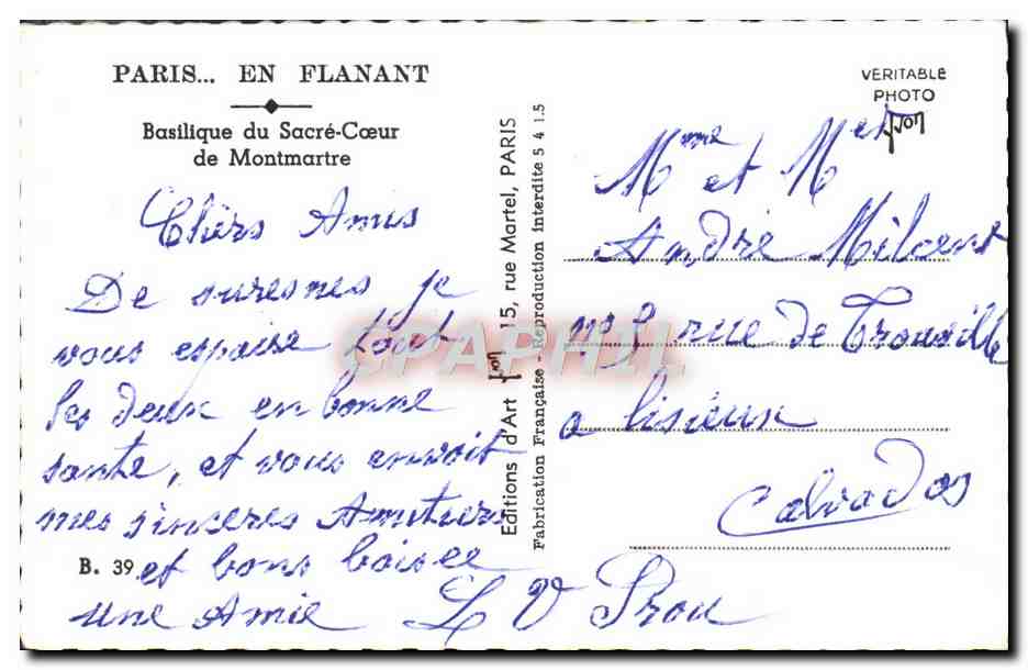 CPM Paris en Flanant Basilique de Sacre Coeur de Montmartre — Rückseite