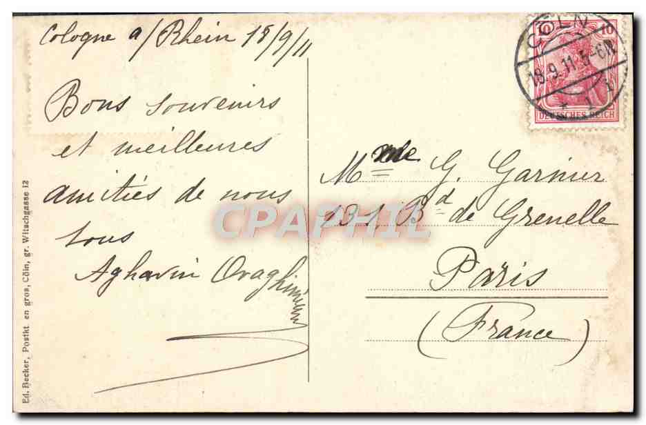 CPA Koln Hohenzollernbrucke Portale Train — Rückseite