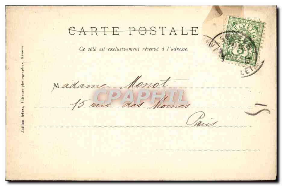 CPA Geneve Le Port Bateau — Verso