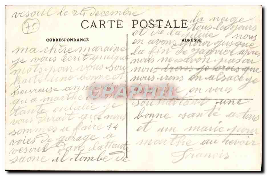 CPA Vesoul Place de la Republique L'Eglise La Motte — Rückseite