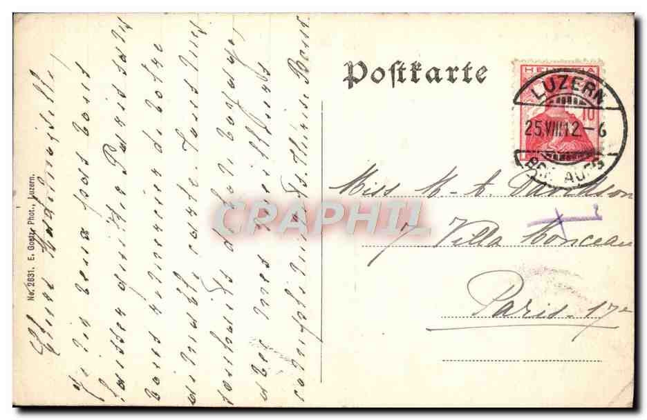 CPA Luzern Und Der Pilatus Bateau — Rückseite
