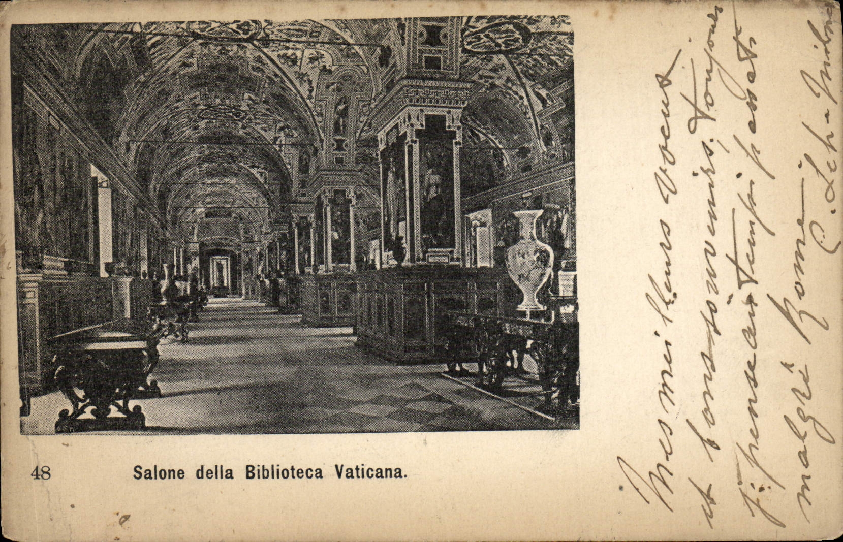 CPA Roma Salone della biblioteca Vaticana Bibliotheque 