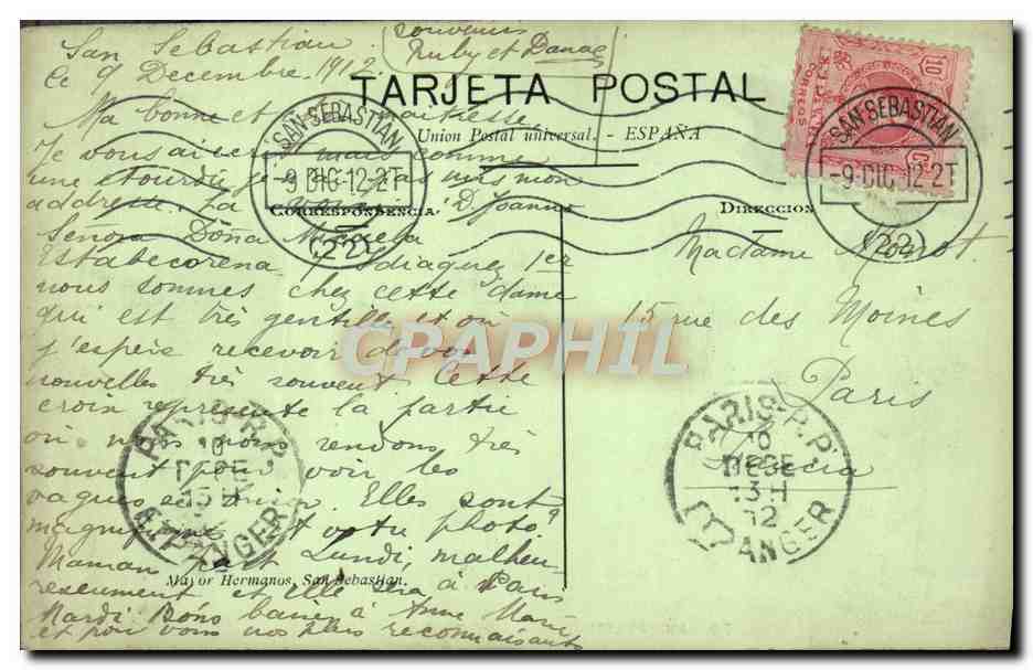CPA San Sebastian El Rompeolas — Verso