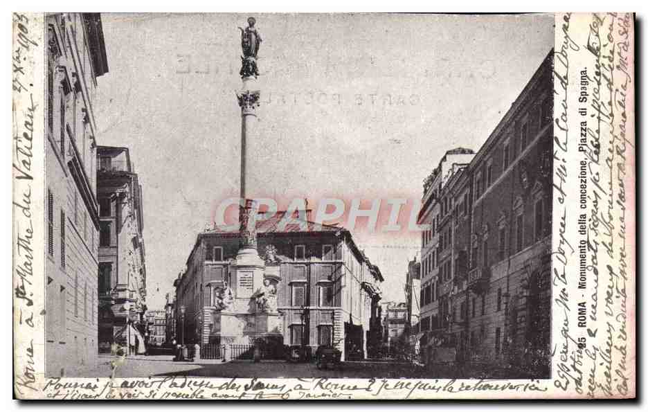 CPA Roma Monumento della concezione Piazza di Spagna 
