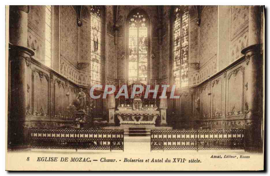 Kirche von Mozac — Chor. Holzvertäfelung und Altar des 17. Jahrhunderts — Amat, Verlag, Riom
