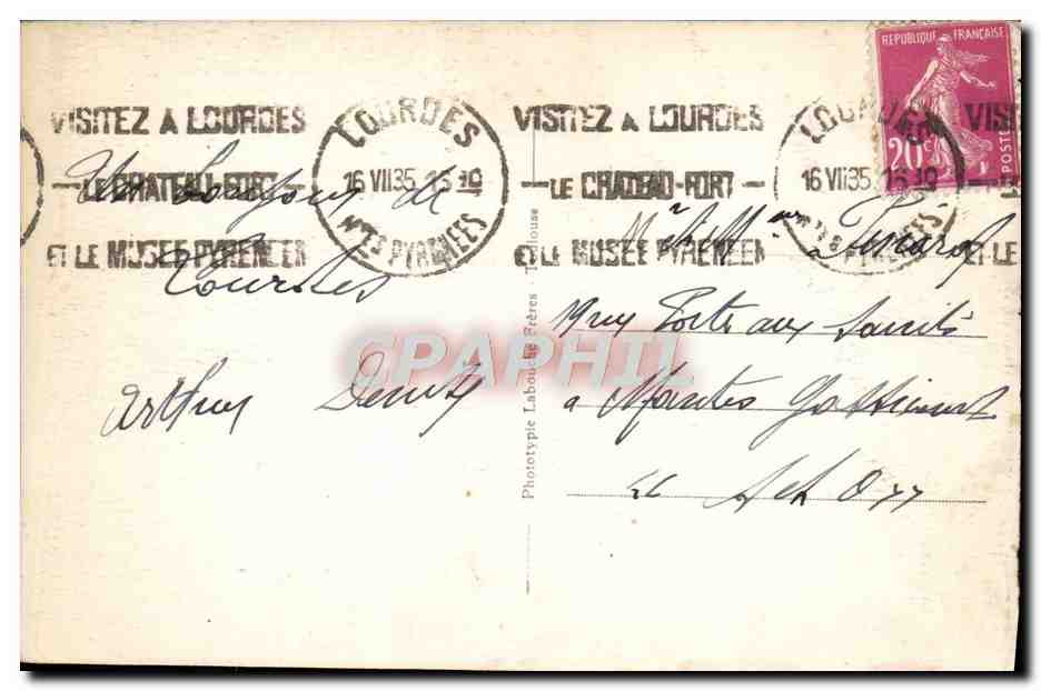 CPA Lourdes La Grotte Miraculeuse — Verso