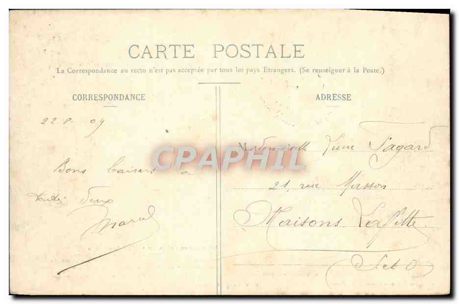 CPA Nancy Palais du Gouvernement  — Verso
