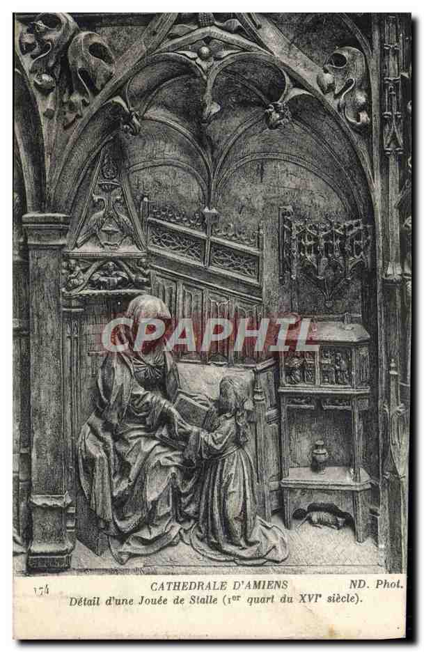 CPA Cathedrale D'Amiens Detail d'une jouee de stalle