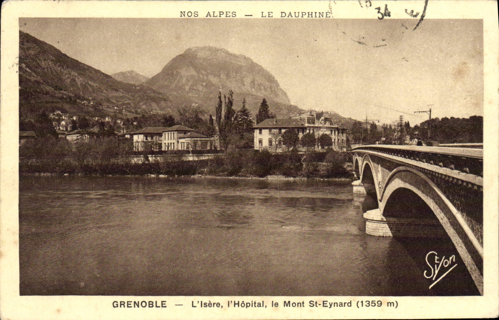 Grenoble — Die Isère, das Krankenhaus, der Mont St-Eynard (1359 m) — Edition R. Girard, Nr. 35