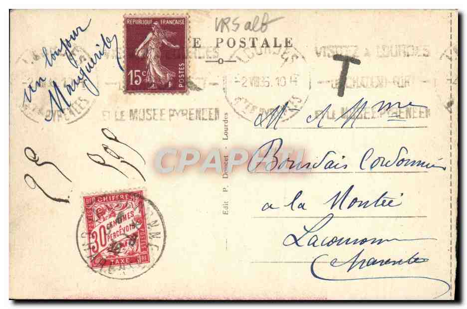 CPA Lourdes Maison Paternelle de Bernadette Soubirous — Verso