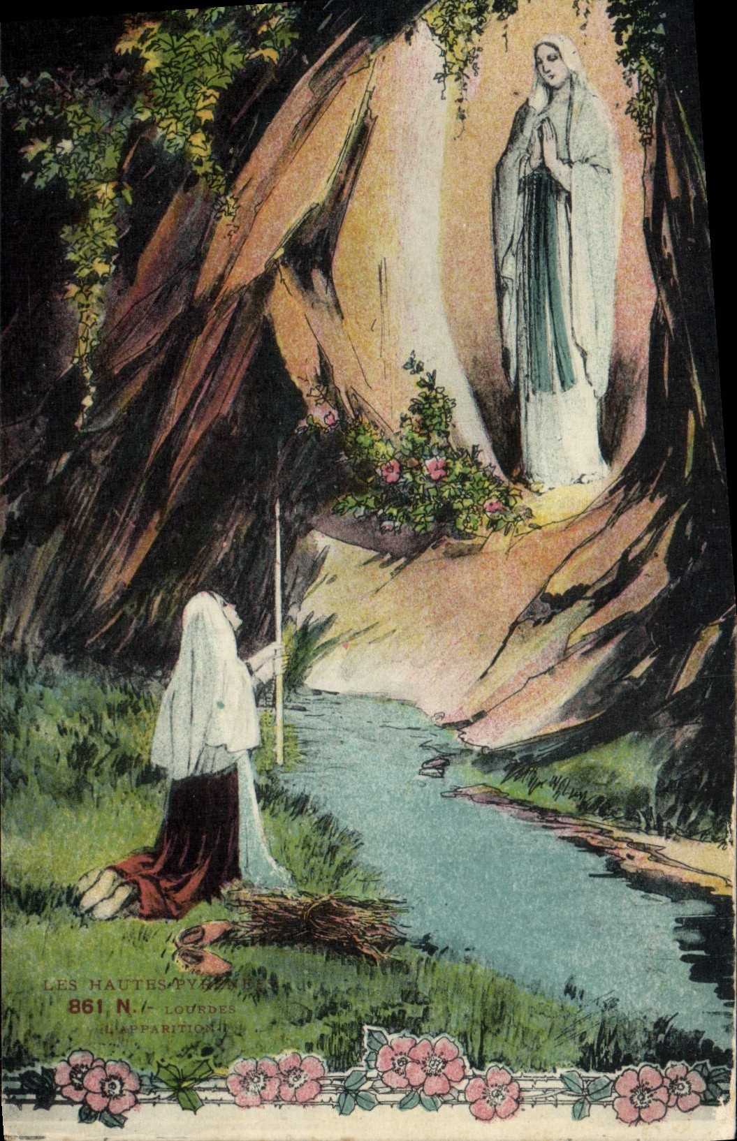 CPA Lourdes L'apparition