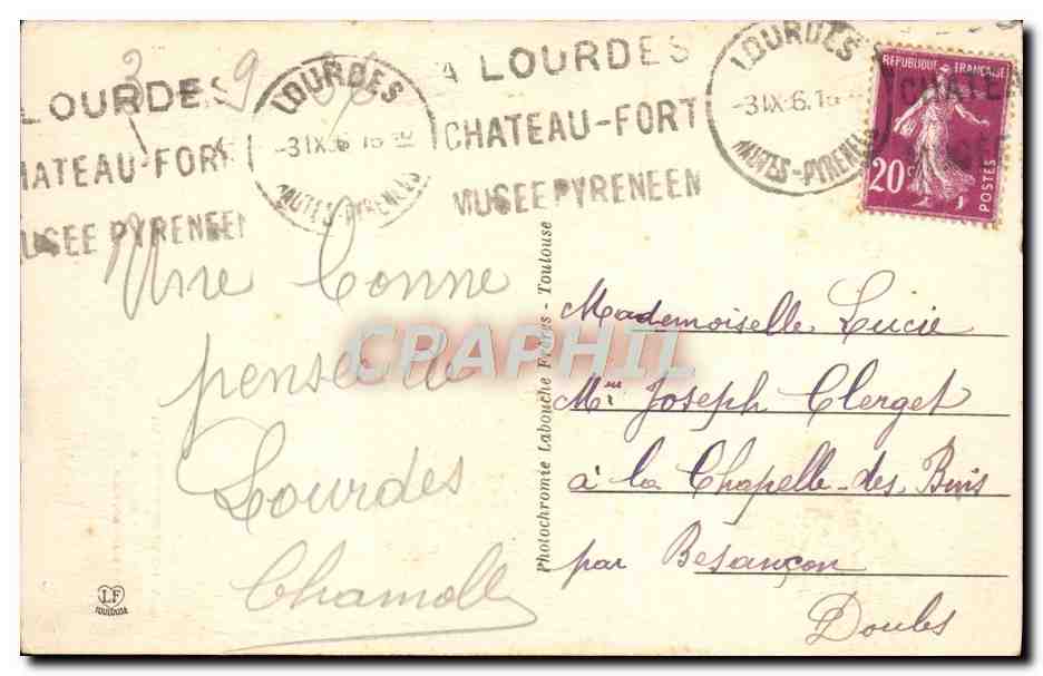 CPA Lourdes L'apparition — Verso
