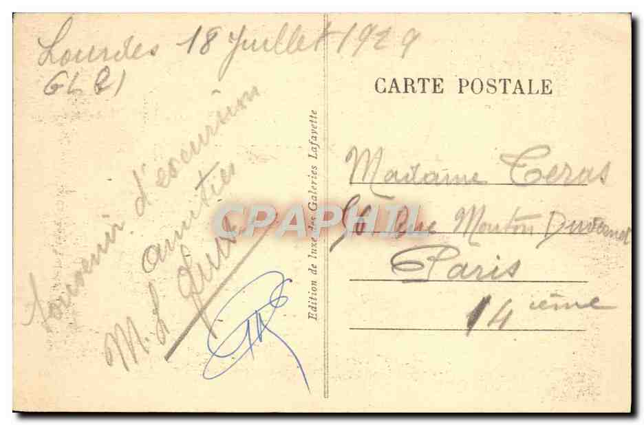 CPA Lourdes Le Chateau Fort — Verso