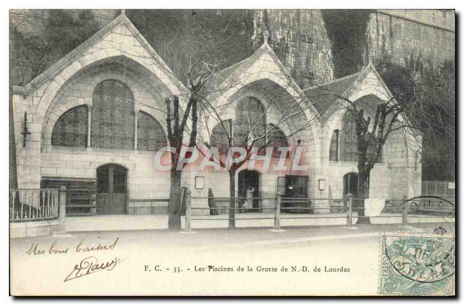 CPA Lourdes Les piscines de la grotte de ND de Lourdes 