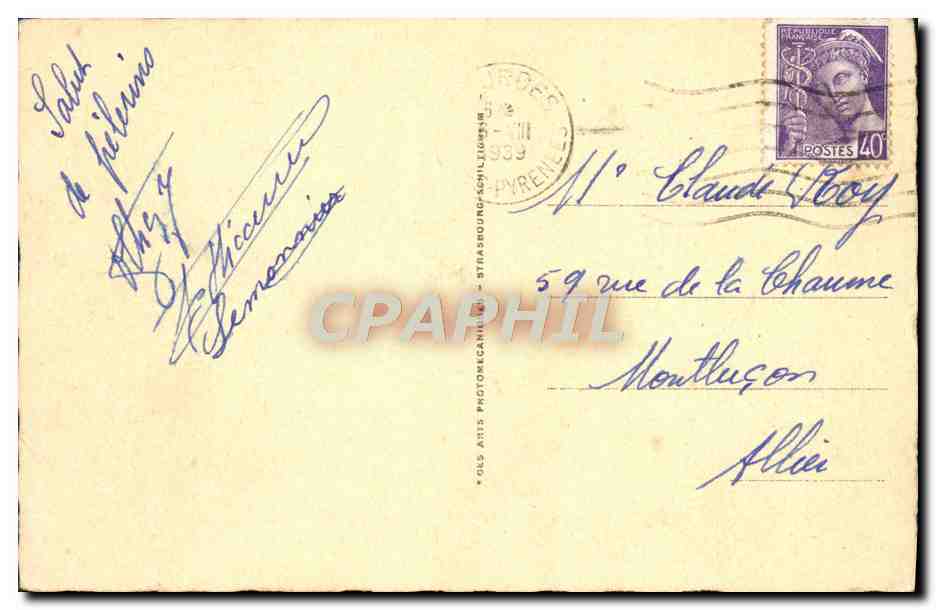 CPA Lourdes Le chateau fort et le Gave  — Verso