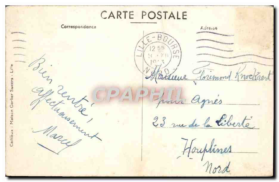 CPA Lille La Bourse  — Rückseite
