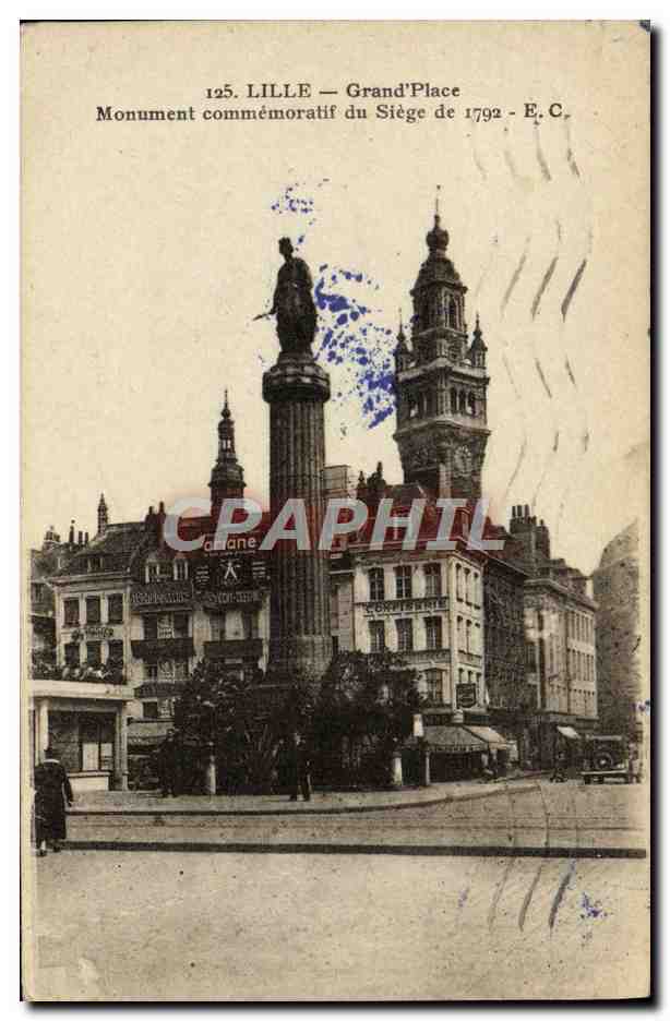 CPA Lille Grand Place Monument Commemoratif du siege de 1792