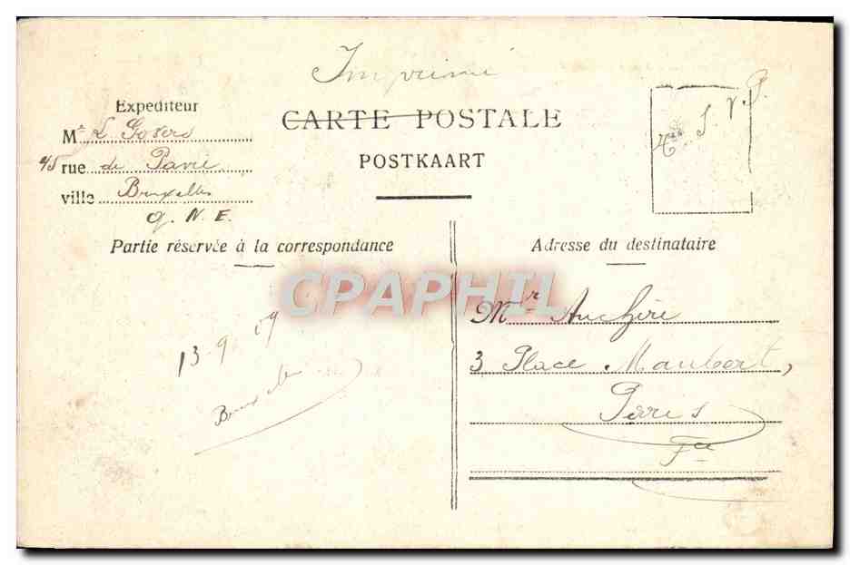 CPA Brurelles Theatre de la Monnaie — Verso