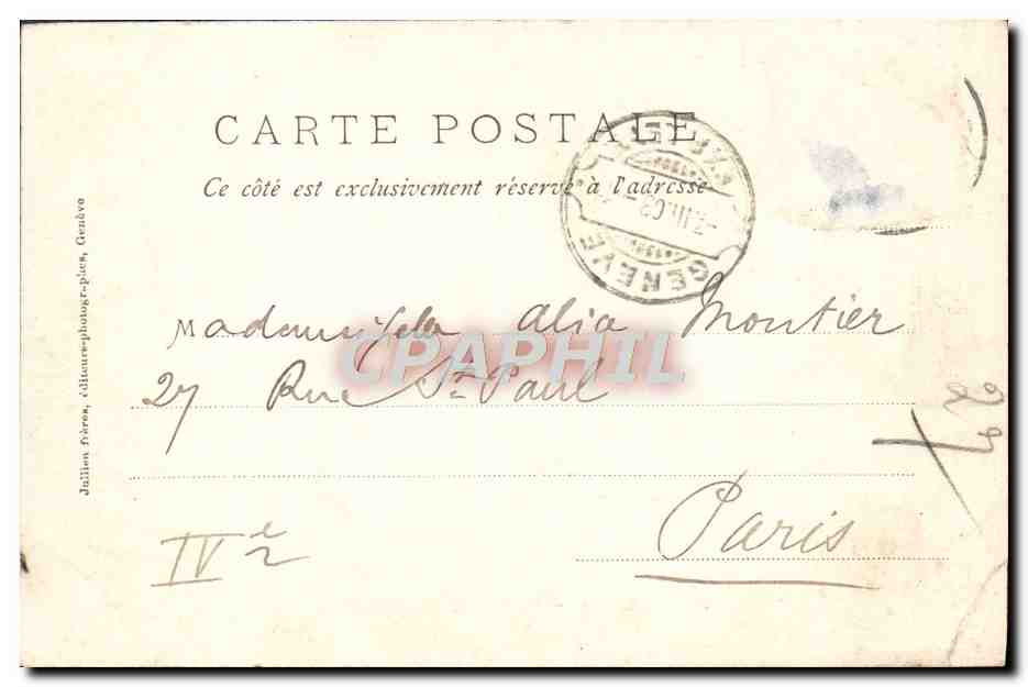 CPA Geneve La rue du Mont Blanc — Rückseite