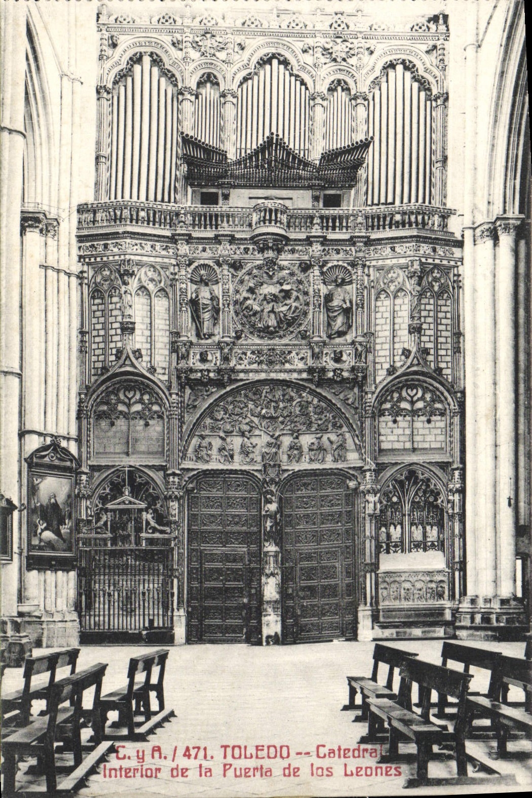CPA Toledo Catedra Interior de la Puerta de los Leones Orgue