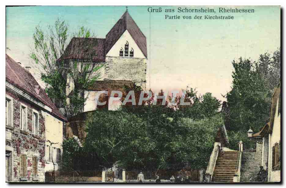 CPA Grus Aus Schornsheim Rheinhessen Partie von der Kirchstrasse