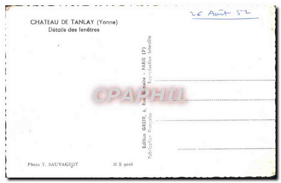 Château de Tanlay — Détails des fenêtres — Edition Greff, Paris — Reverso