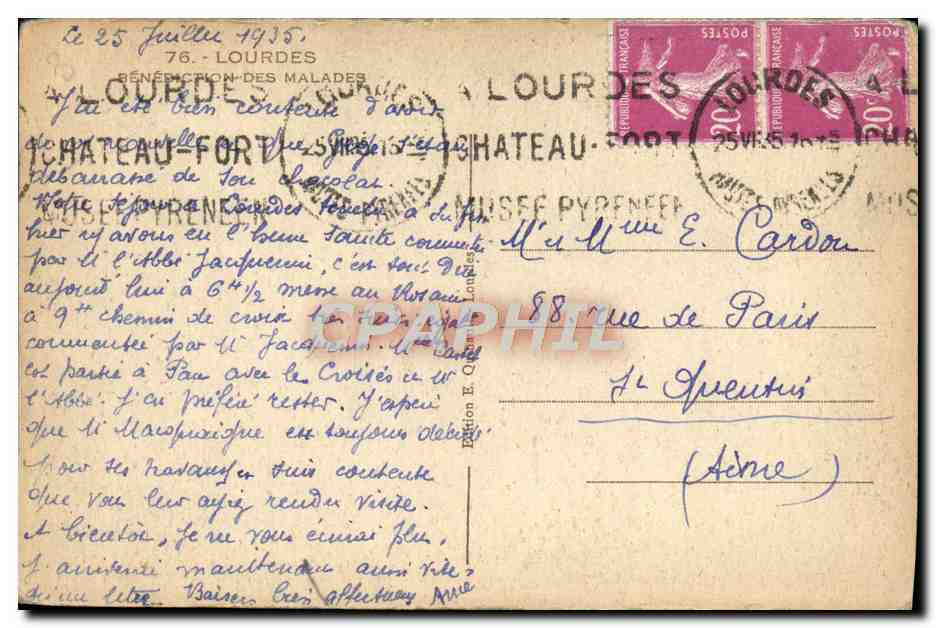 CPA Lourdes Benediction Des Malades — Verso