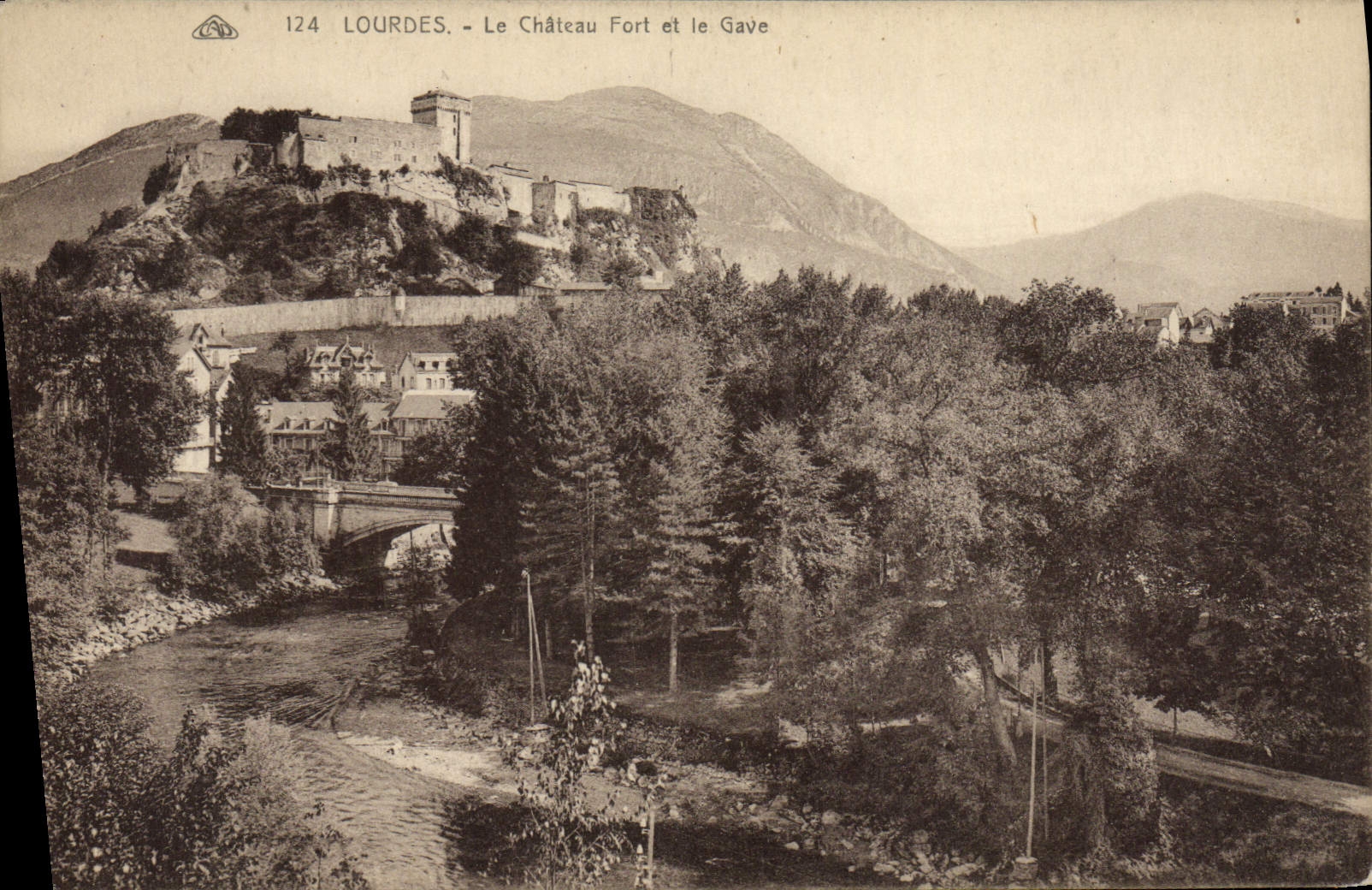 CPA Lourdes Le Chateau Fort Et Le Gave