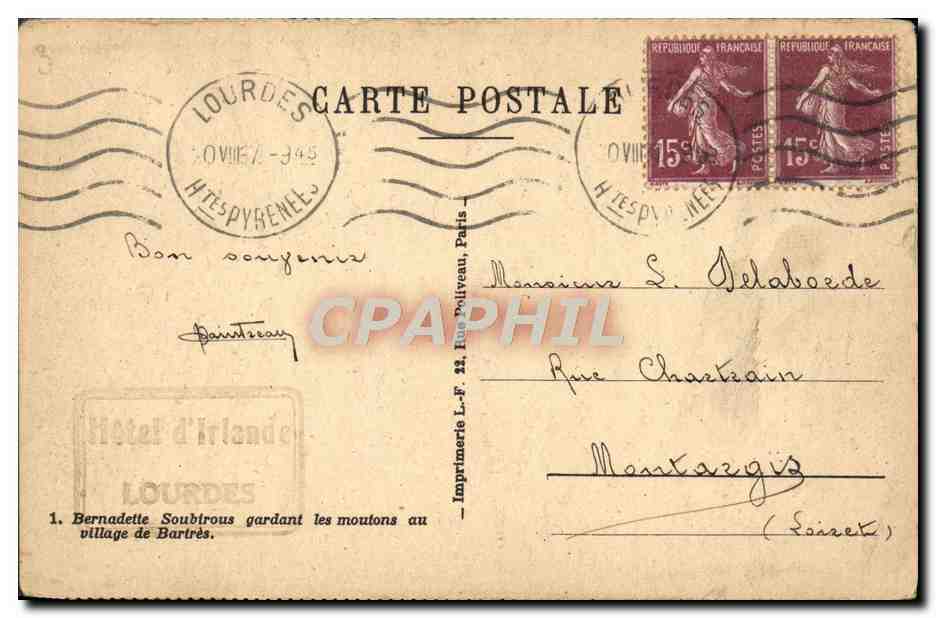 CPA Lourdes Musee Bernadette Moutons  — Verso