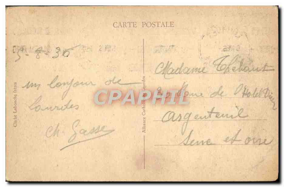 CPA Lourdes Bernadette — Verso