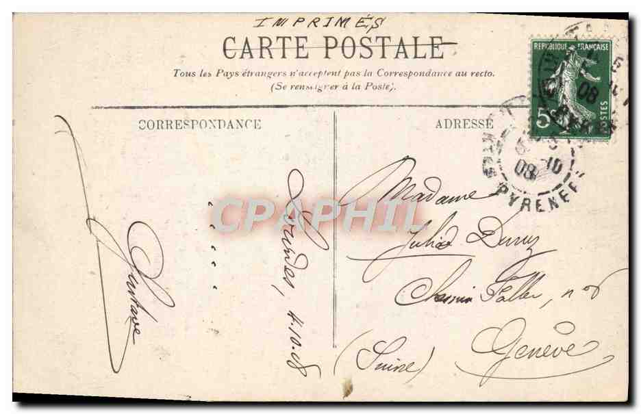CPA Lourdes Vue Generale Et Le Pic Du Jer — Verso